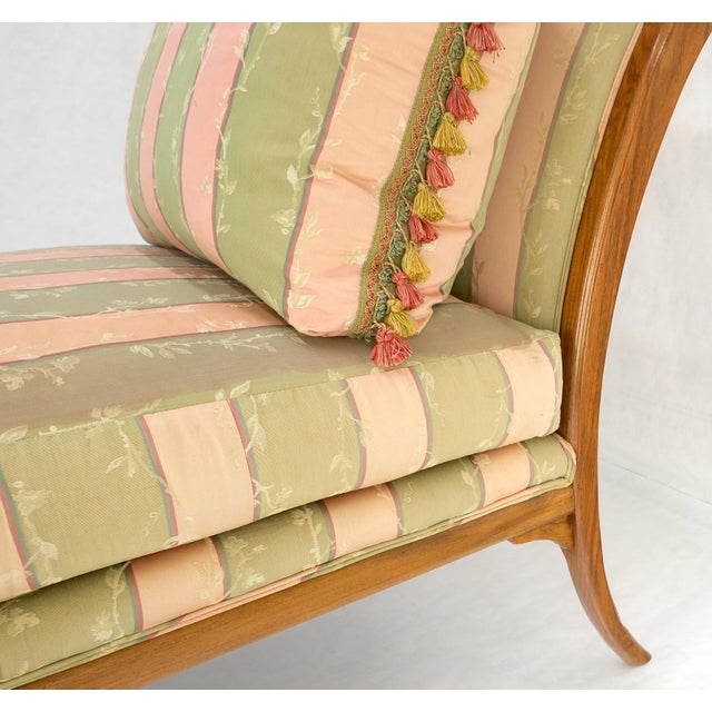 Klismos Light Carved Walnut Frame Chaise Lounge Chair Stunning MIINT Frame! For Sale - Image 10 of 13