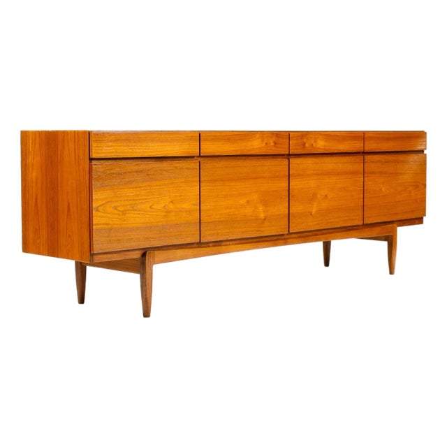 1960s Danish Modern Mid Century Teak Large Credenza Sideboard — Kofod Larsen Model Fa66 For Sale