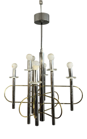 Vintage Eight-Light Chandelier by Gaetano Sciolari, 1970s