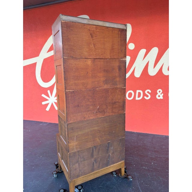 Brown Antique Modular Oak Storage Cabinet For Sale - Image 8 of 11