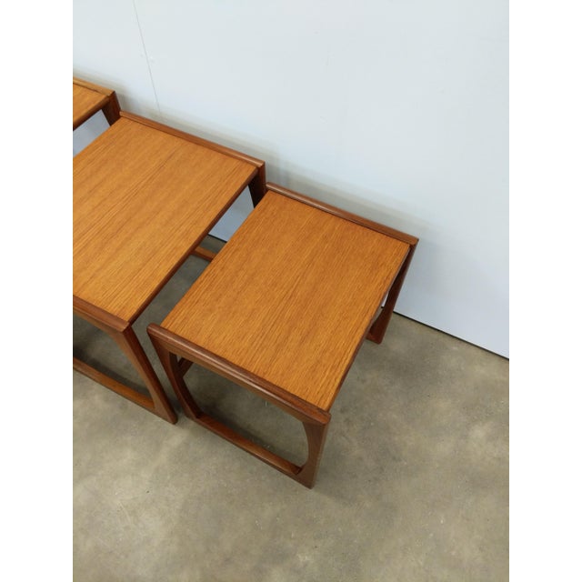 Brown Set of Vintage Mid Century Modern Teak Nesting Tables Attributed to G Plan For Sale - Image 8 of 10