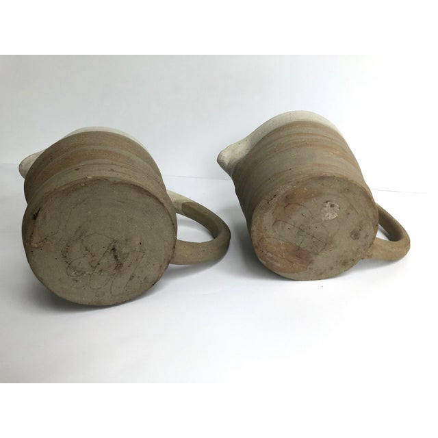 Pair of Rustic Modern Hand-Thrown Pitchers For Sale - Image 4 of 9