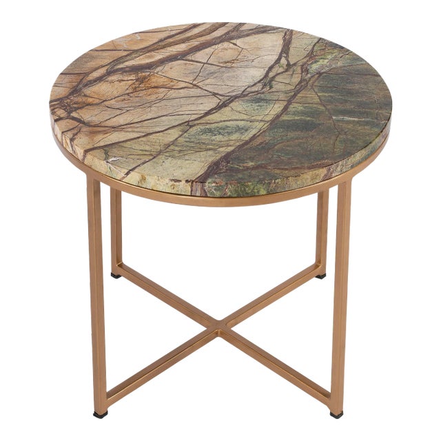 Giovanniya Marble Side Table, Gold For Sale