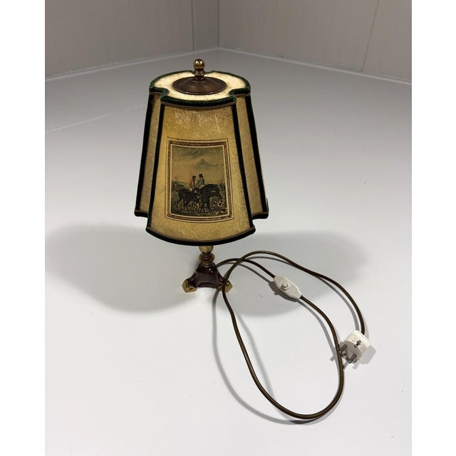 Vintage Hunting Scene Table Lamp in Brass, 1950s For Sale - Image 11 of 18