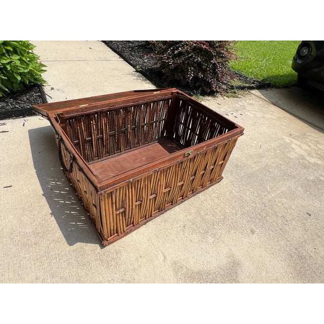 Vintage Split Reed Bamboo Nesting Boxes, Palm Beach Boho Style - 5 Pieces For Sale - Image 4 of 6