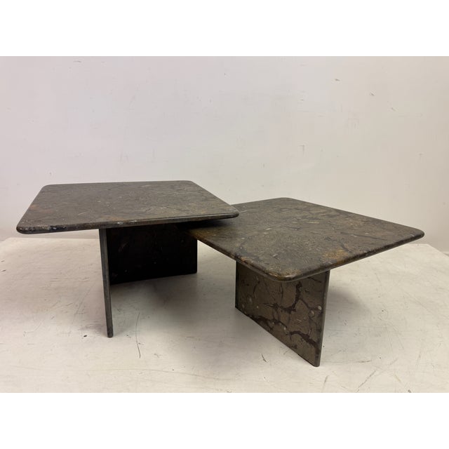 Fossil Stone Nesting Coffee Tables, 1980s, Set of 2 For Sale - Image 14 of 18