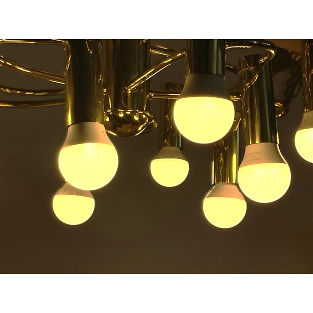 Mid-Century Modern Space Age 10-Light Brass Ceiling Lamp by Honsel Leuchten for Sölken Leuchten, Germany, 1970s For Sale - Image 13 of 18