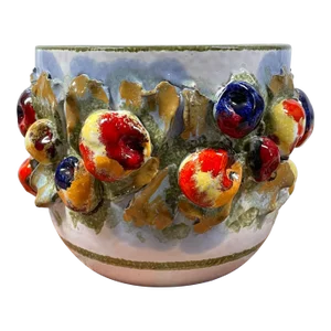 Vintage Italian Majolica Faience Trompe L’oeil Planter Cachepot