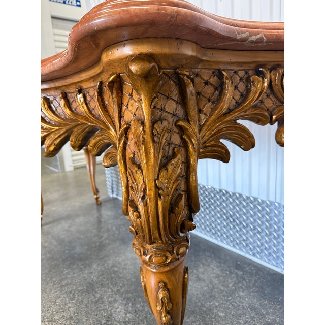 Large William Switzer Louis 16th Rouge Marble Top Console Table For Sale - Image 9 of 18