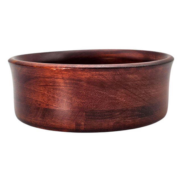 Brown Mid-Century Hand Turned Solid Cherry Wood Bowl Set — Eight 7" Serving Bowls For Sale - Image 8 of 13