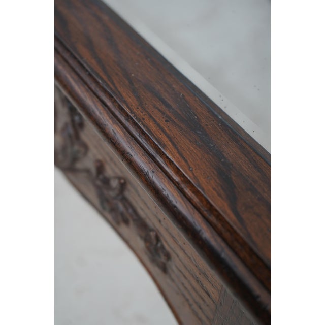 Country French Oak Coffee Table W. Glass Top For Sale - Image 11 of 12