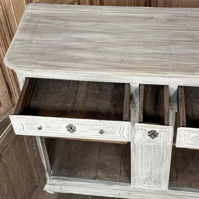 Wood 18th Century Country French Hand-Carved Whitewashed Buffet For Sale - Image 7 of 18