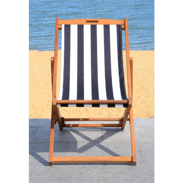 Loren Foldable Sling Chair in Natural & Black & White - a Pair For Sale - Image 10 of 11