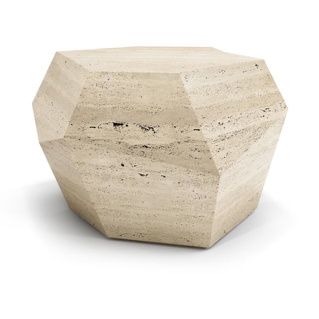 Three Rocks Medium Coffee Table in Roman Travertine Stone from Insidherland For Sale - Image 4 of 4