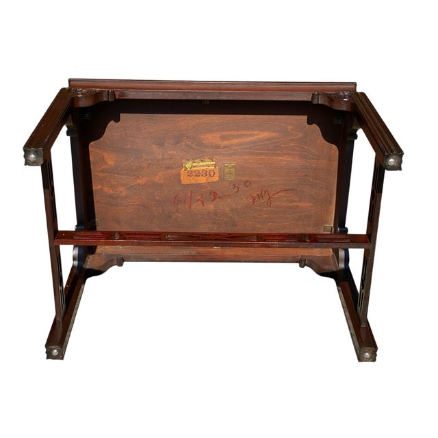Mid 20th Century Mahogany Chippendale Style Butlers Coffee Table With Glass Top Serving Tray For Sale - Image 12 of 12