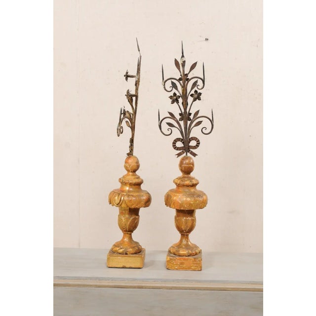 Italian Early 19th Centry Floral & Urn Pricketts - A Pair For Sale - Image 4 of 11