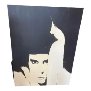 Vintage Black and White Acrylic Painting