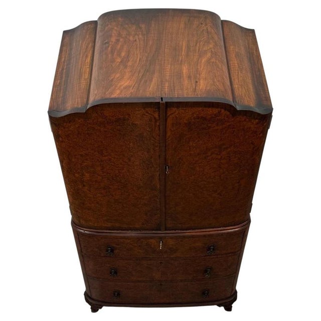 Antique English Edwardian Burr Walnut Cabinet For Sale - Image 5 of 13
