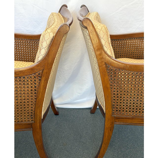 Vintage Hollywood Regency Style Double Cane Armchairs- A Pair For Sale - Image 9 of 12