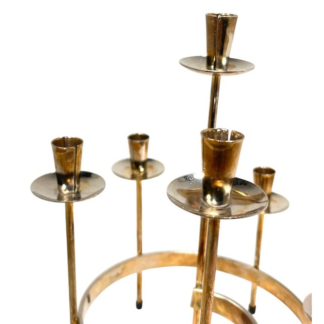 1950s 1950s Mid-Century Swedish Brass Candelabra For Sale - Image 5 of 9