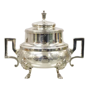 Antique Rogers Smith & Co Victorian Silver Plated Butter Cheese Dish Hoof Feet