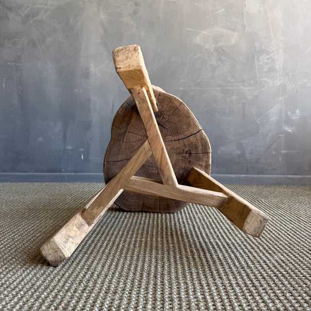 Wood Vintage Elm Wood Chop Block Table #P14 For Sale - Image 7 of 8