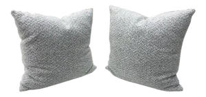 Custom White and Blue Boucle Pillows - A Pair