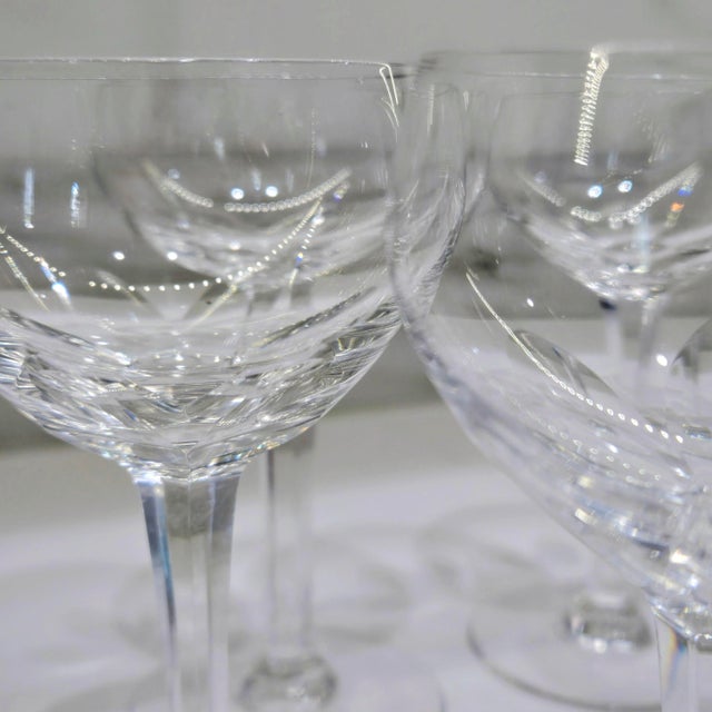 Mid 20th Century Vintage Hoya Crystal Japan Cut Crystal Wine Glasses – Set of 6 with Original Satin Case For Sale - Image 5 of 10
