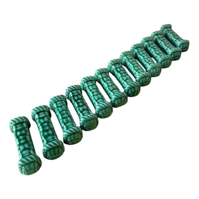 Vallauris Green Ceramic Knife Holders, 1960s, Set of 12 For Sale