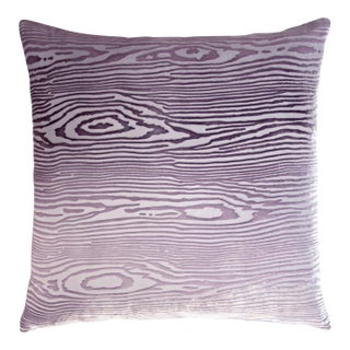 Kevin O'Brien Woodgrain Faux Bois Thistle Cut Velvet 22" Pillow For Sale