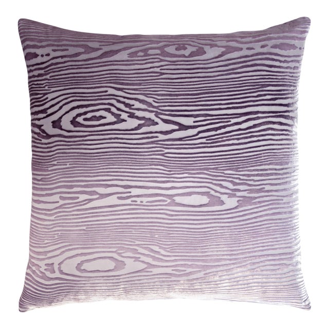 Kevin O'Brien Woodgrain Faux Bois Thistle Cut Velvet 22" Pillow For Sale
