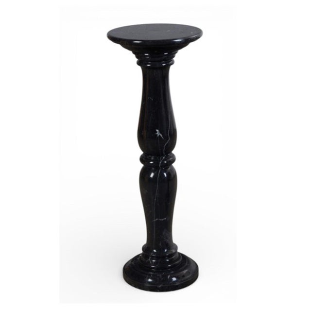 Traditional Pair Black Marble Pedestals For Sale - Image 3 of 5