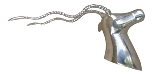 70s Style Aluminum Ibex or Ram's Trophy Head Wall Decor