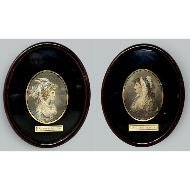 An exceptional example of a rare pair of late Eighteenth Century period hand colored stipple Portrait Engravings by...