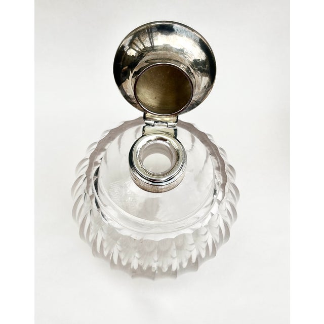 1910s Pair of Antique Henry Clifford Davis Sterling Silver & Blue Guilloche Enamel Vanity Bottles, Birmingham 1919 For Sale - Image 5 of 17
