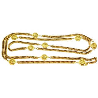 Vintage Chanel Long Leo Charm Necklace For Sale