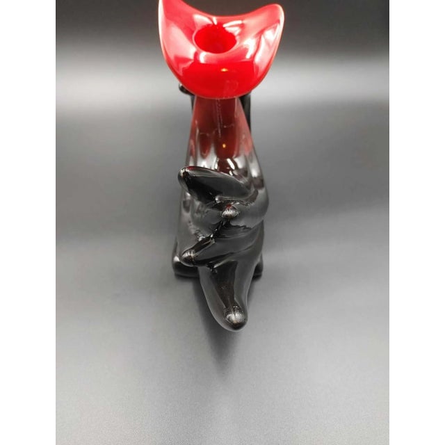 Vintage Art Deco Vase Rooster Red Black Ceramic Bird, 1980s For Sale - Image 10 of 12