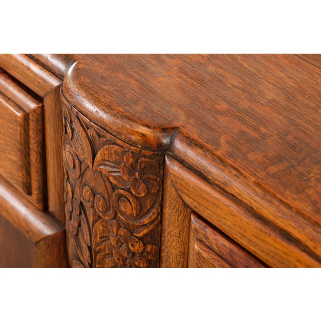 Vintage Art Deco Carved Oak Buffet Sideboard For Sale - Image 14 of 18