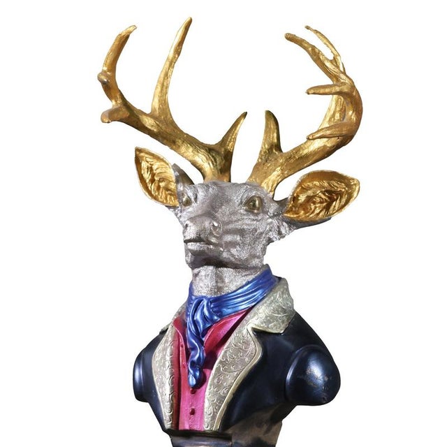 Contemporary Deer Figure, Bronze on Marble Base For Sale - Image 3 of 4