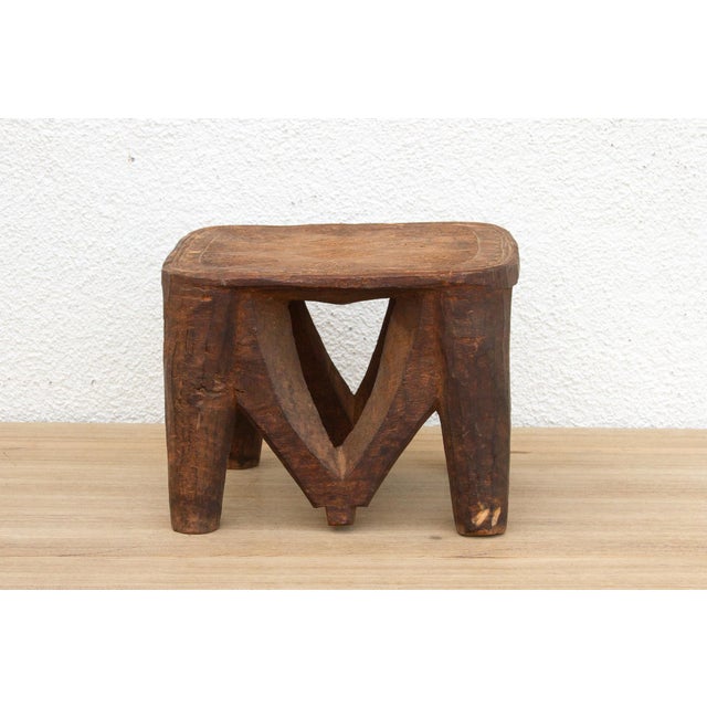 African African Carved Stool, Sunstone Seat For Sale - Image 3 of 10