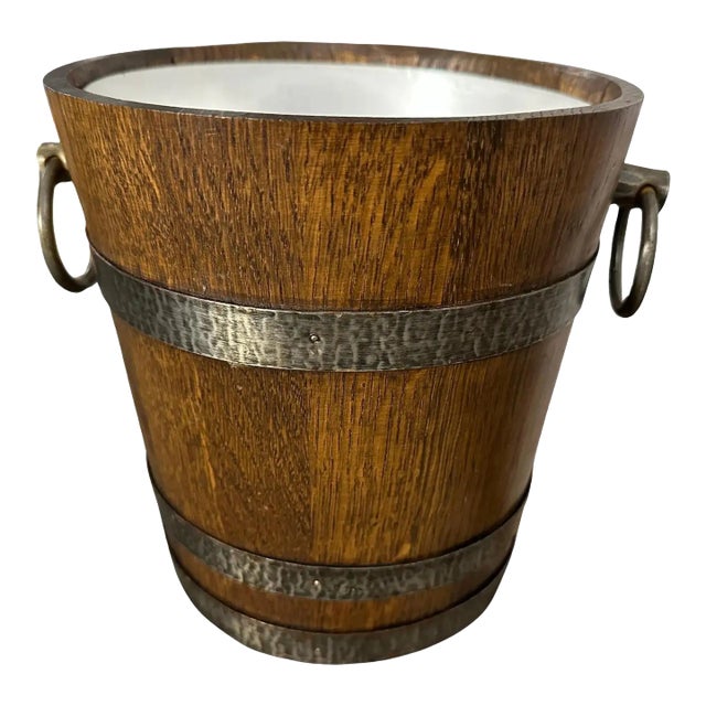 1970s Brutalist Oak Wood and Wrought Iron French Wine Cooler For Sale