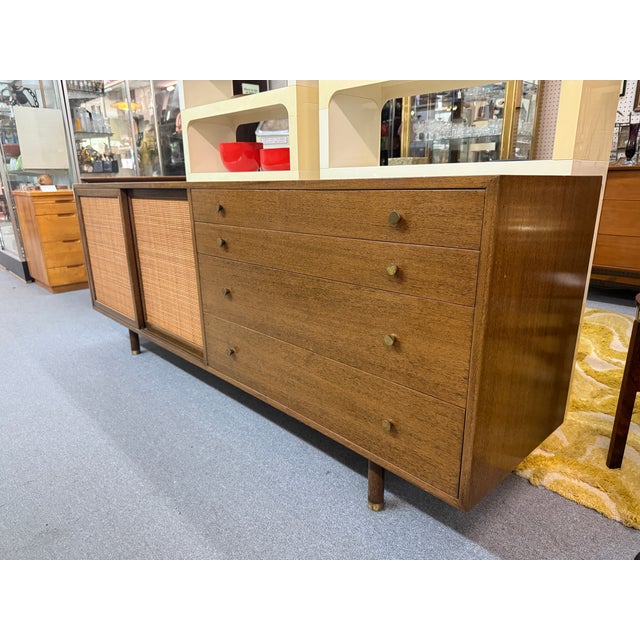 Mid-Century Modern Harvey Probber Mahogany + Caned Door Credenza C1950s For Sale - Image 3 of 17