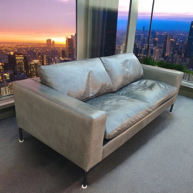 The Blu Dot New Standard 78″ Leather Sofa For Sale - Image 12 of 12