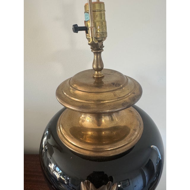 Metal 1990 Chapman French Empire Style Black Brass Table Lamp For Sale - Image 7 of 12