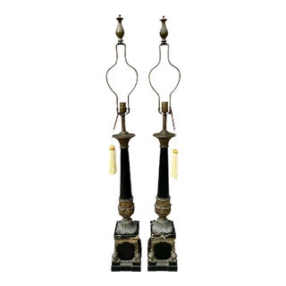 Vintage Neoclassical Dolphin Serpent Table Lamps, Pair For Sale