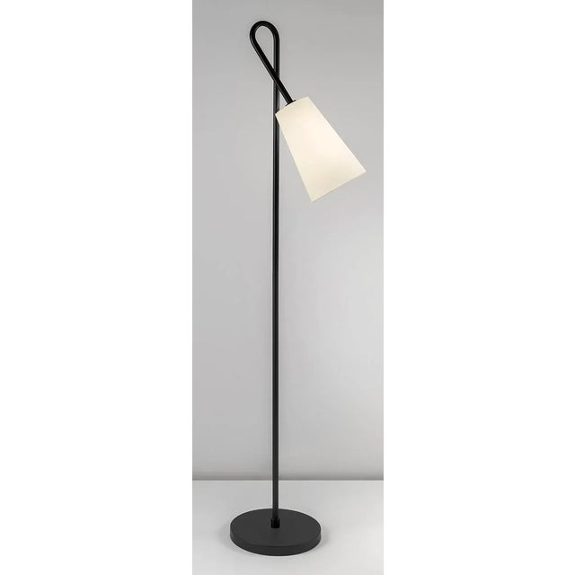 Art Deco Satin Black Loop Floor Light For Sale - Image 3 of 3