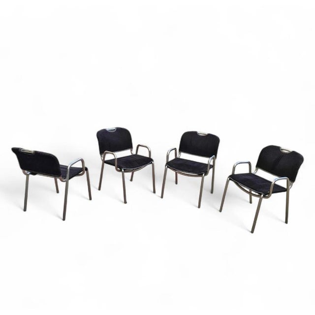 Black Black Upholstery Castiglietta Dining Chairs by Castiglioni for Zanotta, Italy, 1960s, Set of 4 For Sale - Image 8 of 18