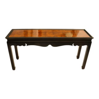 Burlwood Console Table Asian Oriental For Sale