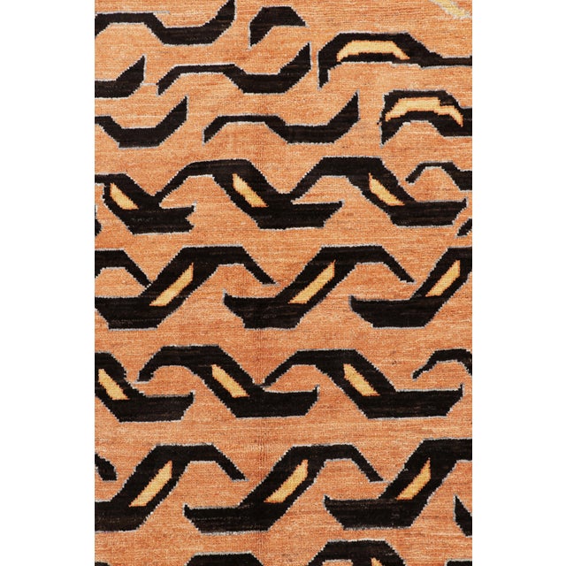 Contemporary Rug & Kilim’s Contemporary Tiger Rug in Gold With Brown and Orange Pictorial For Sale - Image 3 of 7