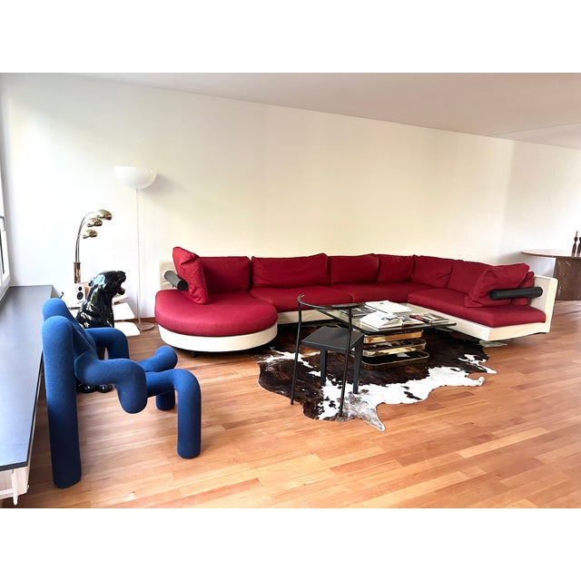 Mid-Century Modern 1980s B&b Italia Antonio Citterio Sity Sofa Sectional in Maroon and Eggshell For Sale - Image 3 of 11